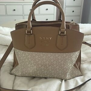 DKNY Beige and White Satchel